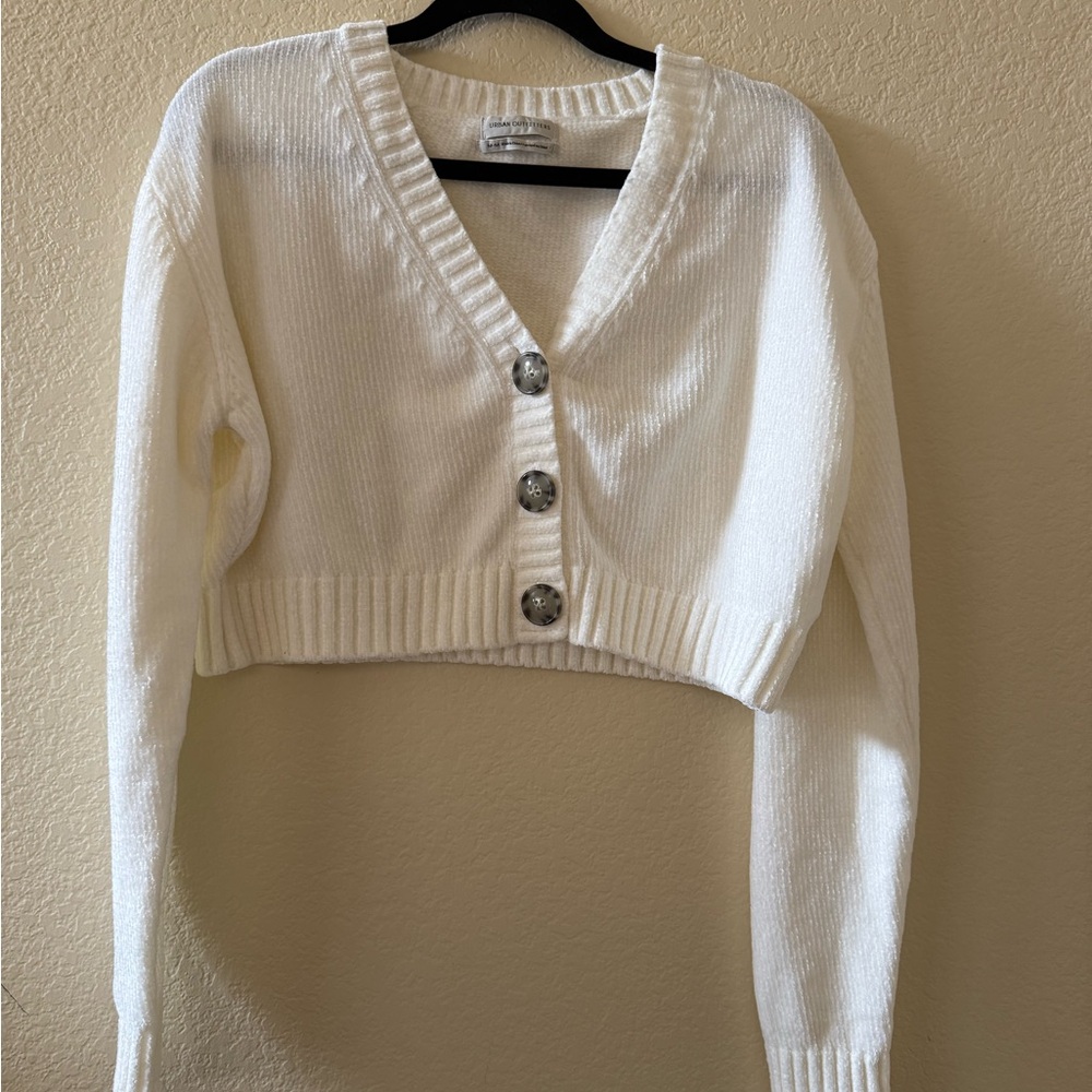 White Cropped Cardigan